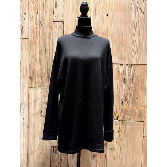 Reformation Womens Black Turtleneck Long Sleeve Top Small Surplus Fabric Made In - Picture 1 of 3
